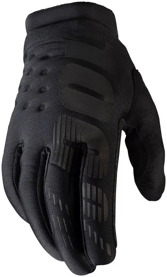 100% Brisker Men's Black Insulated Cycling Gloves - Cold Weather, Touch Screen