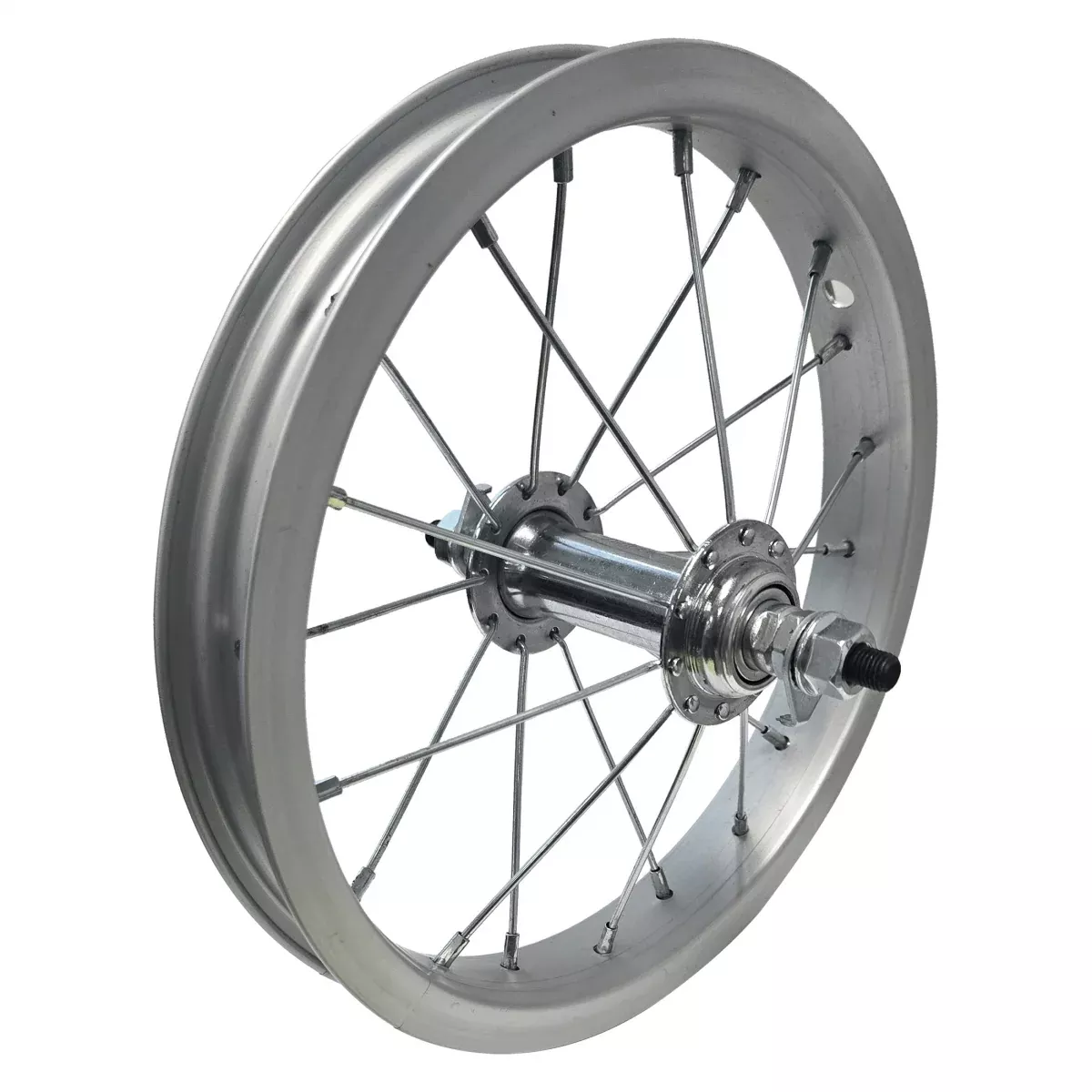 12" Alloy 2-1/4 Juvenile Front Bicycle Wheel, Silver Single Wall Rim, 20 Spoke