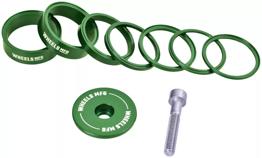 wheels-manufacturing-essential-stackright-headset-spacer-kit-green Wheels Manufacturing Essential StackRight Headset Spacer Kit - Green